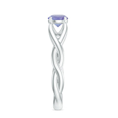 Real Tanzanite Diamond Proposal Ring with Crossover Shank
