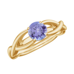 Real Tanzanite Diamond Proposal Ring with Crossover Shank