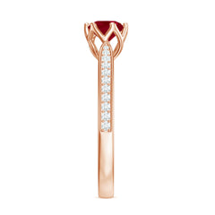 Genuine Ruby Solitaire Engagement Ring with Diamond