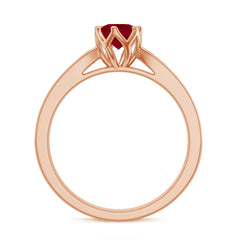 Genuine Ruby Solitaire Engagement Ring with Diamond
