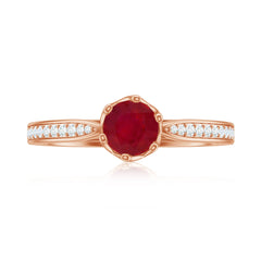 Genuine Ruby Solitaire Engagement Ring with Diamond