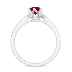 Genuine Ruby Solitaire Engagement Ring with Diamond