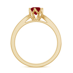 Genuine Ruby Solitaire Engagement Ring with Diamond