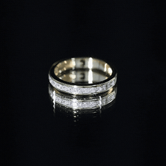 Princess Cut Moissanite Half Eternity Band Ring in Channel Setting