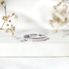 Princess Cut Moissanite Half Eternity Band Ring in Channel Setting