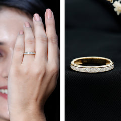 Princess Cut Moissanite Half Eternity Band Ring in Channel Setting