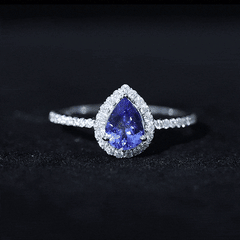 1.35 Carat Tanzanite Classic Engagement Ring with Diamond Halo