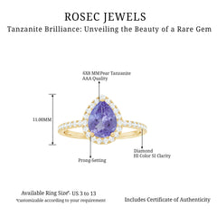 1.35 Carat Tanzanite Classic Engagement Ring with Diamond Halo