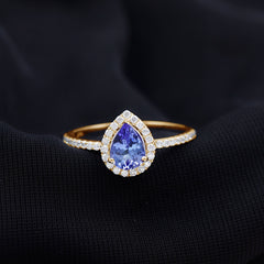 1.35 Carat Tanzanite Classic Engagement Ring with Diamond Halo