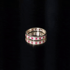 Certified Natural Princess Cut Ruby Eternity Ring with Moissanite