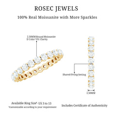 Prong Set Moissanite Eternity Wedding Band Ring for Women