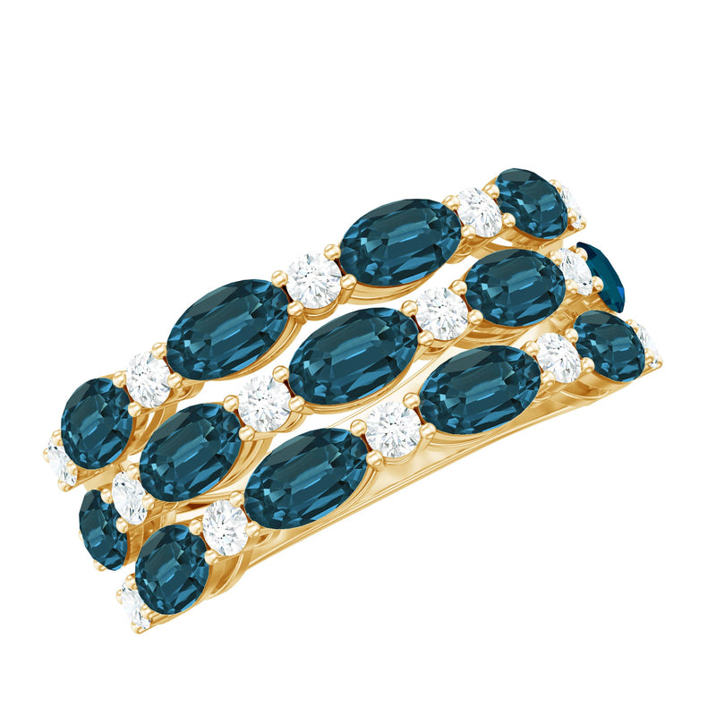 Natural London Blue Topaz and Diamond Statement Ring