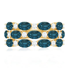 Natural London Blue Topaz and Diamond Statement Ring