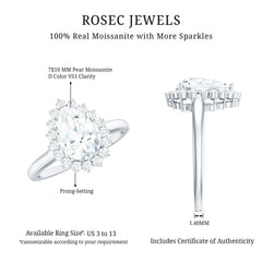 Certified Pear Cut Engagement Ring With Moissanite