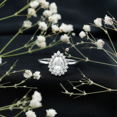 Certified Pear Cut Engagement Ring With Moissanite