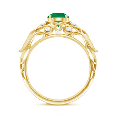 Natural Emerald Diamond Retro Engagement Ring