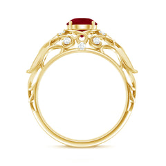 Vintage Inspired Ruby Engagement Ring with Diamond