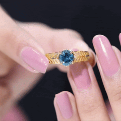 7mm Round London Blue Topaz Solitaire Engagement Ring with Certificate