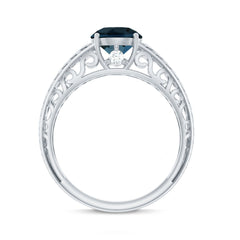 7mm Round London Blue Topaz Solitaire Engagement Ring with Certificate