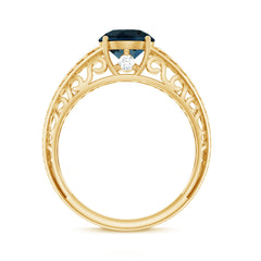 7mm Round London Blue Topaz Solitaire Engagement Ring with Certificate