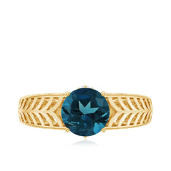 7mm Round London Blue Topaz Solitaire Engagement Ring with Certificate