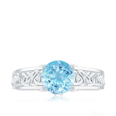 Vintage Looking Aquamarine Engagement Ring with Diamond