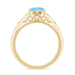 Vintage Looking Aquamarine Engagement Ring with Diamond