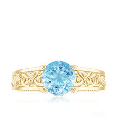 Vintage Looking Aquamarine Engagement Ring with Diamond