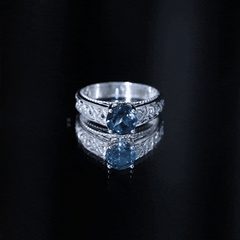 7mm Round London Blue Topaz Vintage Engagement Ring with Celtic Style Band