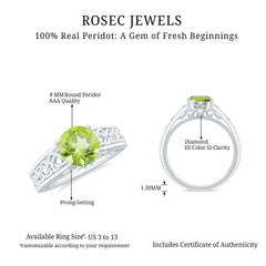 Real 2 Carat Peridot Celtic Knot Engagement Ring with Surprise Diamond