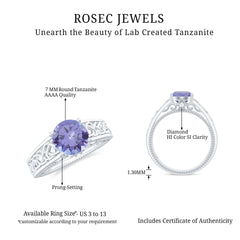 1.5 Carat Lab Created Tanzanite Engagement Ring with Celtic Design