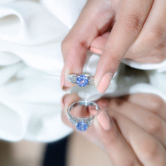 1.5 Carat Lab Created Tanzanite Engagement Ring with Celtic Design