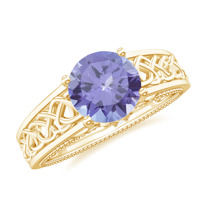 1.5 Carat Lab Created Tanzanite Engagement Ring with Celtic Design