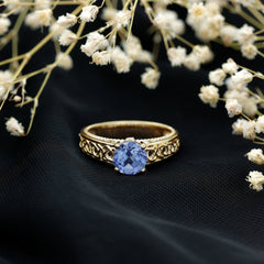 1.5 Carat Lab Created Tanzanite Engagement Ring with Celtic Design