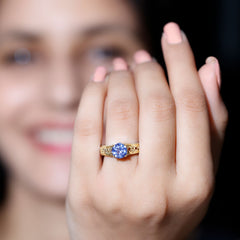 1.5 Carat Lab Created Tanzanite Engagement Ring with Celtic Design