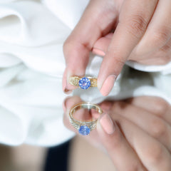 1.5 Carat Lab Created Tanzanite Engagement Ring with Celtic Design