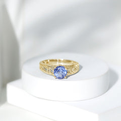 1.5 Carat Lab Created Tanzanite Engagement Ring with Celtic Design