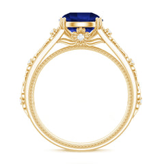 Nature Inspired 2.7 Carat Lab Grown Blue Sapphire Engagement Ring with Diamond
