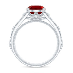 Vintage Inspired Lab Created Ruby Solitaire Engagement Ring