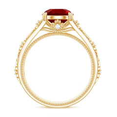 Vintage Inspired Lab Created Ruby Solitaire Engagement Ring