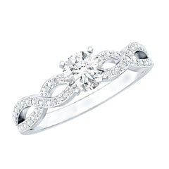 1 CT Round Shape Moissanite Crossover Infinity Ring