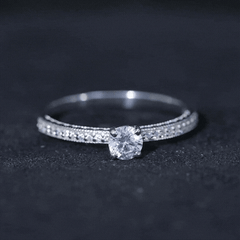 5 MM Moissanite Solitaire Engagement Ring with Milgrain