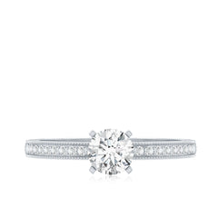 5 MM Moissanite Solitaire Engagement Ring with Milgrain