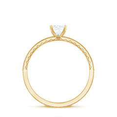 5 MM Moissanite Solitaire Engagement Ring with Milgrain