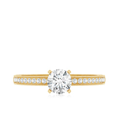5 MM Moissanite Solitaire Engagement Ring with Milgrain