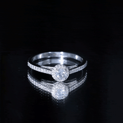 Certified Round Moissanite Halo Engagement Ring for Women