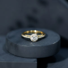 Certified Round Moissanite Halo Engagement Ring for Women