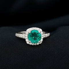 Certified Lab Grown Emerald Diamond Vintage Looking Engagement Ring