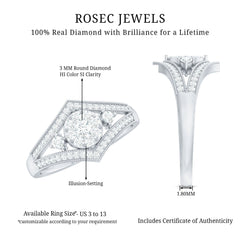 Round Diamond Vintage Ring in illusion Setting