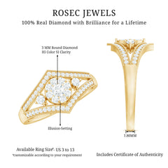 Round Diamond Vintage Ring in illusion Setting
